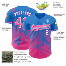 Laden Sie das Bild in den Galerie-Viewer, Custom Electric Blue Pink-White 3D Pattern Design Gradient Style Twinkle Star Authentic Baseball Jersey

