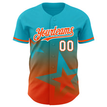 Laden Sie das Bild in den Galerie-Viewer, Custom Lakes Blue Orange-White 3D Pattern Design Gradient Style Twinkle Star Authentic Baseball Jersey
