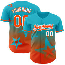 Laden Sie das Bild in den Galerie-Viewer, Custom Lakes Blue Orange-White 3D Pattern Design Gradient Style Twinkle Star Authentic Baseball Jersey
