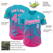 Laden Sie das Bild in den Galerie-Viewer, Custom Lakes Blue Pink-White 3D Pattern Design Gradient Style Twinkle Star Authentic Baseball Jersey
