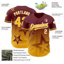 Load image into Gallery viewer, Custom Burgundy Gold-White 3D Pattern Design Gradient Style Twinkle Star Authentic Baseball Jersey
