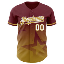 Load image into Gallery viewer, Custom Burgundy Old Gold-White 3D Pattern Design Gradient Style Twinkle Star Authentic Baseball Jersey

