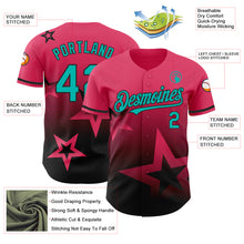Laden Sie das Bild in den Galerie-Viewer, Custom Neon Pink Aqua-Black 3D Pattern Design Gradient Style Twinkle Star Authentic Baseball Jersey

