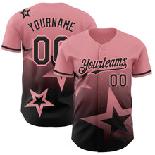 Laden Sie das Bild in den Galerie-Viewer, Custom Medium Pink Black 3D Pattern Design Gradient Style Twinkle Star Authentic Baseball Jersey
