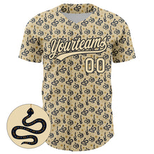 Charger l&#39;image dans la galerie, Custom Cream Black 3D Pattern Design Animal Snake Authentic Baseball Jersey
