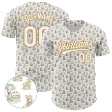 Загрузить изображение в средство просмотра галереи, Custom White Old Gold 3D Pattern Design Animal Rabbit Sheep Chicken And Duck Authentic Baseball Jersey
