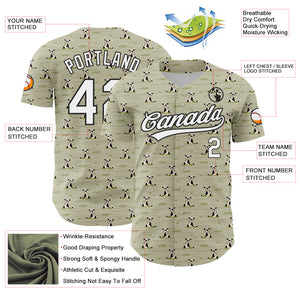 Custom Green White-Black 3D Pattern Design Animal Cow Authentic Baseball Jersey