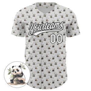 Custom White Black 3D Pattern Design Animal Panda Authentic Baseball Jersey