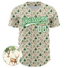 Load image into Gallery viewer, Custom Cream White-Grass Green 3D Pattern Design Animal Deer Authentic Baseball Jersey
