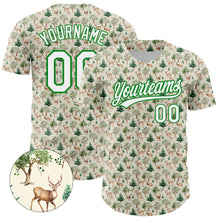 Load image into Gallery viewer, Custom Cream White-Grass Green 3D Pattern Design Animal Deer Authentic Baseball Jersey
