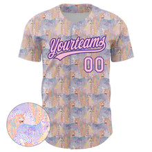 Load image into Gallery viewer, Custom Light Pink Purple 3D Pattern Design Animal Leopard Authentic Baseball Jersey
