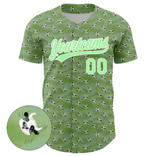 Load image into Gallery viewer, Custom Green Pea Green-White 3D Pattern Design Animal Cow Authentic Baseball Jersey
