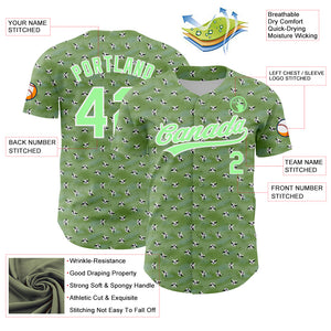 Custom Green Pea Green-White 3D Pattern Design Animal Cow Authentic Baseball Jersey