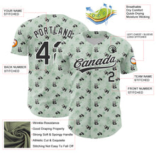 Load image into Gallery viewer, Custom Green Black-White 3D Pattern Design Animal Panda Authentic Baseball Jersey
