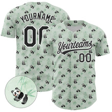 Load image into Gallery viewer, Custom Green Black-White 3D Pattern Design Animal Panda Authentic Baseball Jersey
