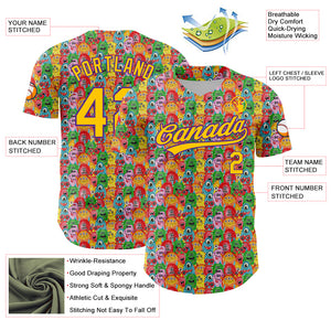 Custom Pink Yellow-Purple 3D Pattern Design Animal Funny Monster Authentic Baseball Jersey