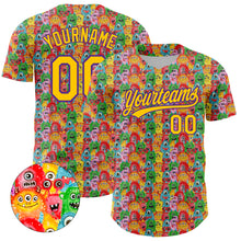 Load image into Gallery viewer, Custom Pink Yellow-Purple 3D Pattern Design Animal Funny Monster Authentic Baseball Jersey
