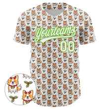 Загрузить изображение в средство просмотра галереи, Custom White Aurora Green 3D Pattern Design Animal Dog Authentic Baseball Jersey
