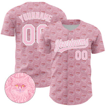 Load image into Gallery viewer, Custom Light Pink White 3D Pattern Design Animal Cat Authentic Baseball Jersey
