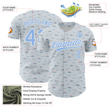 Загрузить изображение в средство просмотра галереи, Custom Gray Light Blue-White 3D Pattern Design Animal Dog Surfing Authentic Baseball Jersey
