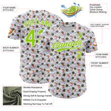 Load image into Gallery viewer, Custom White Neon Green 3D Pattern Design Animal Lobster And Hawaii Palm Trees Authentic Baseball Jersey
