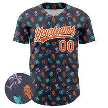 Загрузить изображение в средство просмотра галереи, Custom Navy Orange-White 3D Pattern Design Ice Cream And Hawaii Palm Trees Authentic Baseball Jersey
