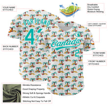 Load image into Gallery viewer, Custom White Aqua 3D Pattern Design Animal Leopard And Hawaii Palm Trees Authentic Baseball Jersey
