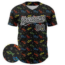 Load image into Gallery viewer, Custom Black White 3D Pattern Design Animal Fish Authentic Baseball Jersey
