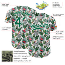 Charger l&#39;image dans la galerie, Custom White Kelly Green 3D Pattern Design Animal Zebra Flamingo And Hawaii Palm Leaves Authentic Baseball Jersey
