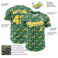 Charger l&#39;image dans la galerie, Custom Green White-Yellow 3D Pattern Design Animal Flamingo And Hawaii Palm Leaves Authentic Baseball Jersey
