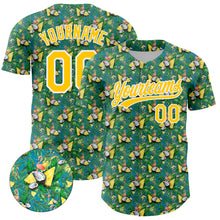 Charger l&#39;image dans la galerie, Custom Green White-Yellow 3D Pattern Design Animal Flamingo And Hawaii Palm Leaves Authentic Baseball Jersey
