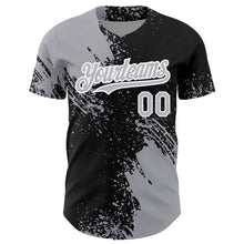 Загрузить изображение в средство просмотра галереи, Custom Gray Black-White 3D Pattern Design Abstract Brush Stroke Authentic Baseball Jersey
