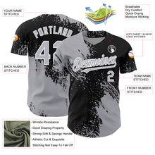 Загрузить изображение в средство просмотра галереи, Custom Gray Black-White 3D Pattern Design Abstract Brush Stroke Authentic Baseball Jersey
