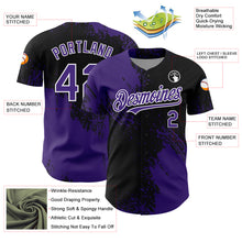 Загрузить изображение в средство просмотра галереи, Custom Purple Black-White 3D Pattern Design Abstract Brush Stroke Authentic Baseball Jersey
