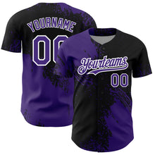 Загрузить изображение в средство просмотра галереи, Custom Purple Black-White 3D Pattern Design Abstract Brush Stroke Authentic Baseball Jersey
