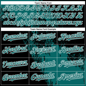 Custom Teal Black-White 3D Pattern Design Abstract Brush Stroke Authentic Baseball Jersey