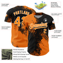 Загрузить изображение в средство просмотра галереи, Custom Bay Orange Black-White 3D Pattern Design Abstract Brush Stroke Authentic Baseball Jersey
