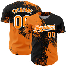 Загрузить изображение в средство просмотра галереи, Custom Bay Orange Black-White 3D Pattern Design Abstract Brush Stroke Authentic Baseball Jersey
