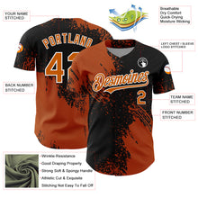 Charger l&#39;image dans la galerie, Custom Texas Orange Black-White 3D Pattern Design Abstract Brush Stroke Authentic Baseball Jersey
