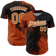 Charger l&#39;image dans la galerie, Custom Texas Orange Black-White 3D Pattern Design Abstract Brush Stroke Authentic Baseball Jersey
