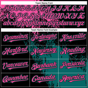 Custom Pink Black-Teal 3D Pattern Design Abstract Brush Stroke Authentic Baseball Jersey