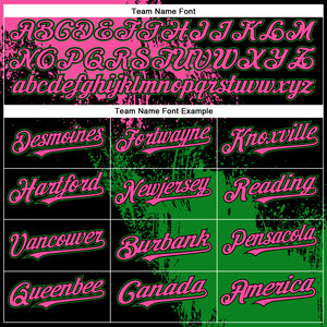 Custom Pink Black-Grass Green 3D Pattern Design Abstract Brush Stroke Authentic Baseball Jersey