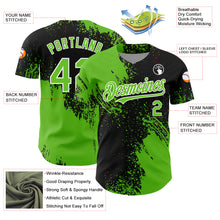 Загрузить изображение в средство просмотра галереи, Custom Aurora Green Black-White 3D Pattern Design Abstract Brush Stroke Authentic Baseball Jersey
