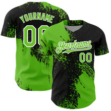 Загрузить изображение в средство просмотра галереи, Custom Aurora Green Black-White 3D Pattern Design Abstract Brush Stroke Authentic Baseball Jersey
