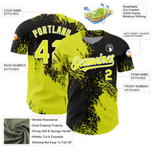 Charger l&#39;image dans la galerie, Custom Neon Yellow Black-White 3D Pattern Design Abstract Brush Stroke Authentic Baseball Jersey
