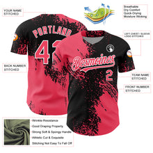 Charger l&#39;image dans la galerie, Custom Neon Pink Black-White 3D Pattern Design Abstract Brush Stroke Authentic Baseball Jersey
