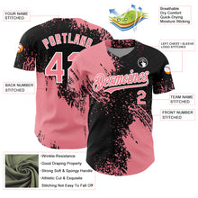 Charger l&#39;image dans la galerie, Custom Medium Pink Black-White 3D Pattern Design Abstract Brush Stroke Authentic Baseball Jersey
