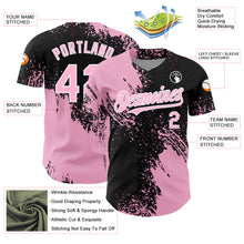 Load image into Gallery viewer, Custom Light Pink Black-White 3D Pattern Design Abstract Brush Stroke Authentic Baseball Jersey
