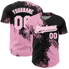 Load image into Gallery viewer, Custom Light Pink Black-White 3D Pattern Design Abstract Brush Stroke Authentic Baseball Jersey
