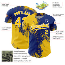 Load image into Gallery viewer, Custom Yellow Royal-White 3D Pattern Design Abstract Brush Stroke Authentic Baseball Jersey
